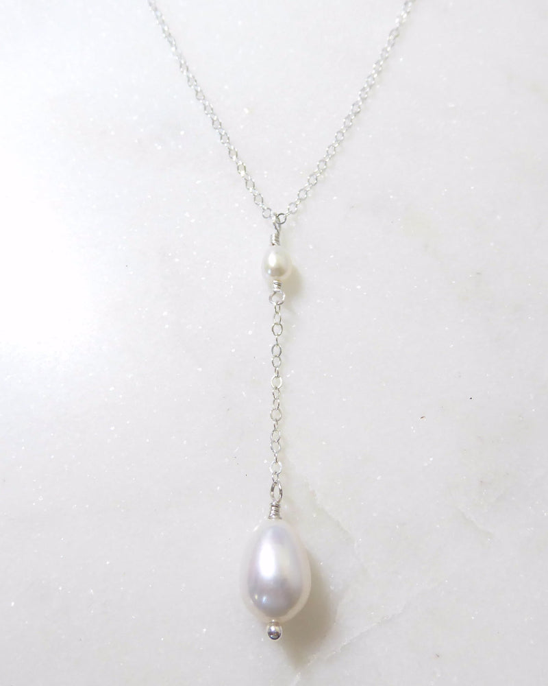 sterling silver freshwater pearl lariat necklace for women