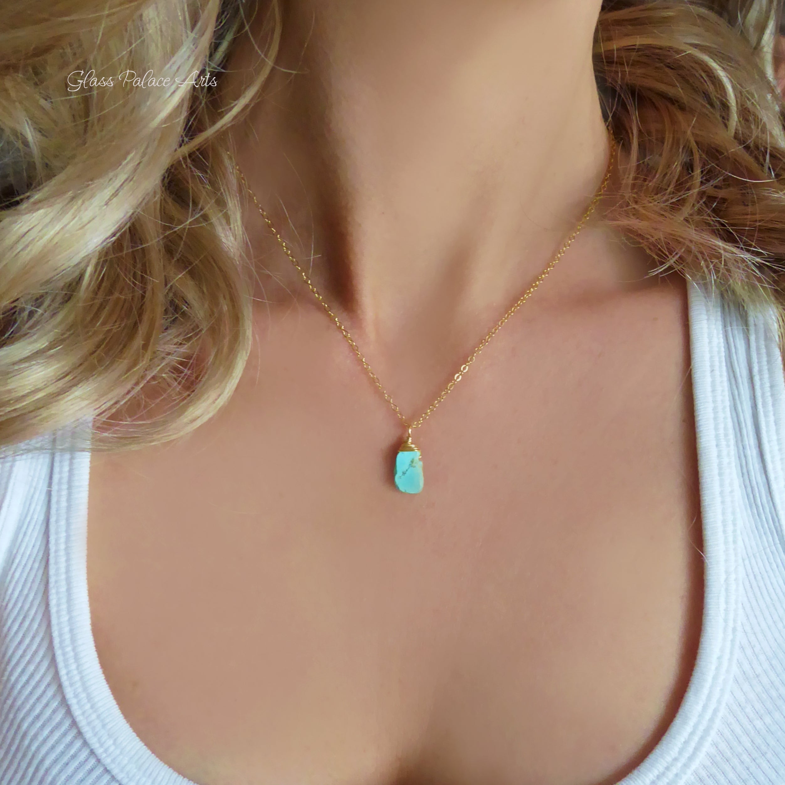 Raw Turquoise Layered Necklace Set With Bar Drop Pendant