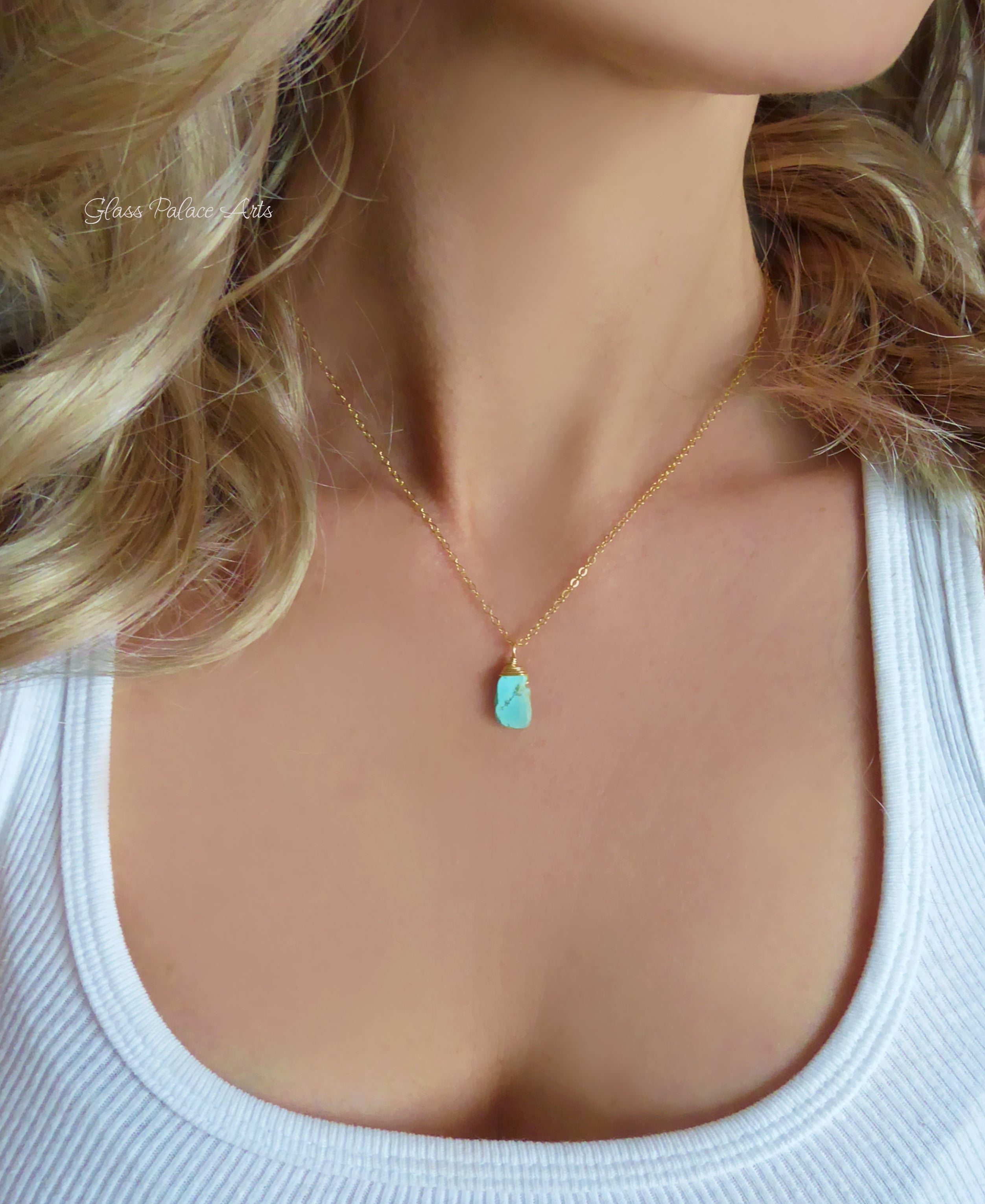 Raw Turquoise Layered Necklace Set With Bar Drop Pendant