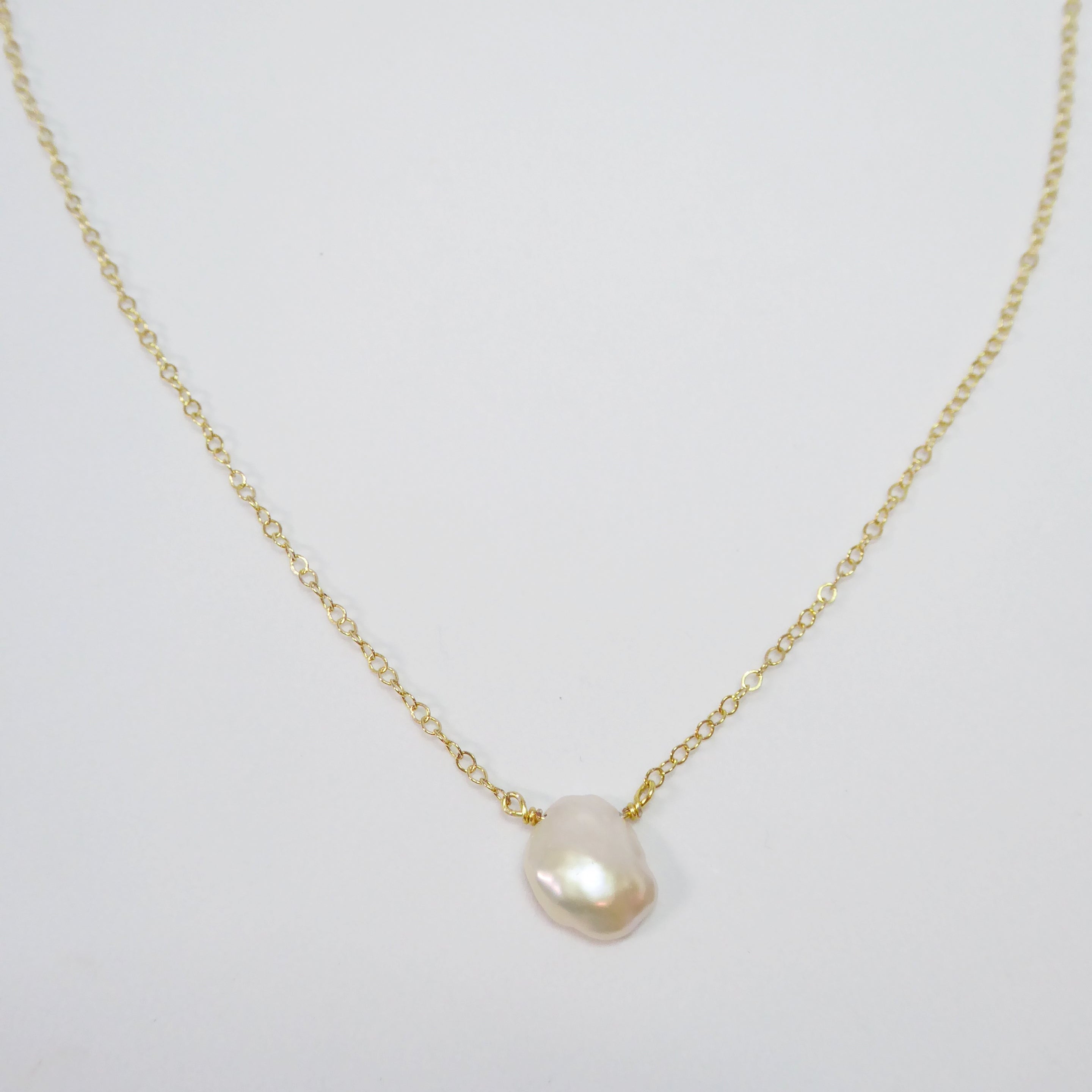 Baroque Freshwater Pearl Necklace For Women- Sterling Silver, 14k Gold or Rose Gold