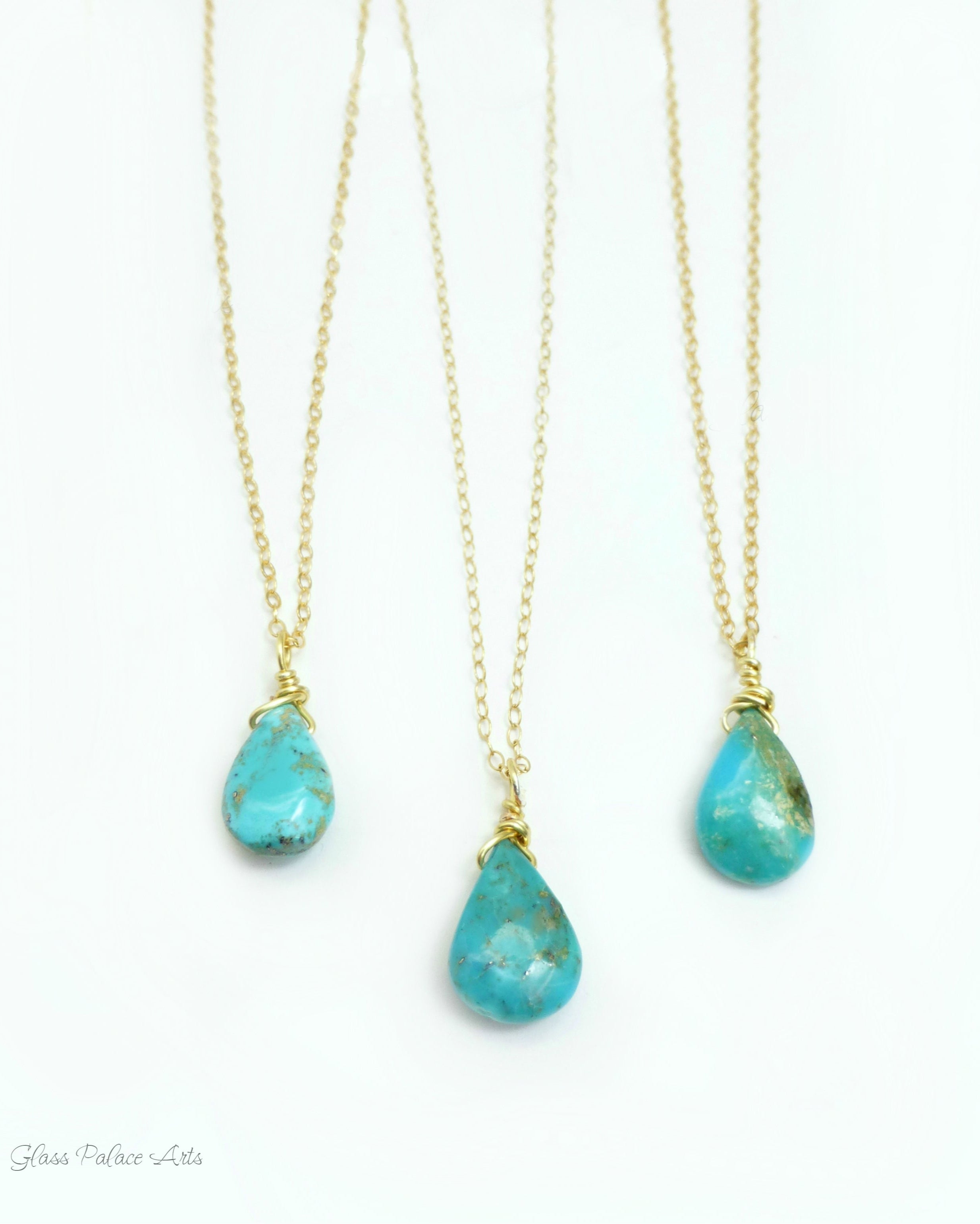 Genuine Sleeping Beauty Turquoise Teardrop Necklace