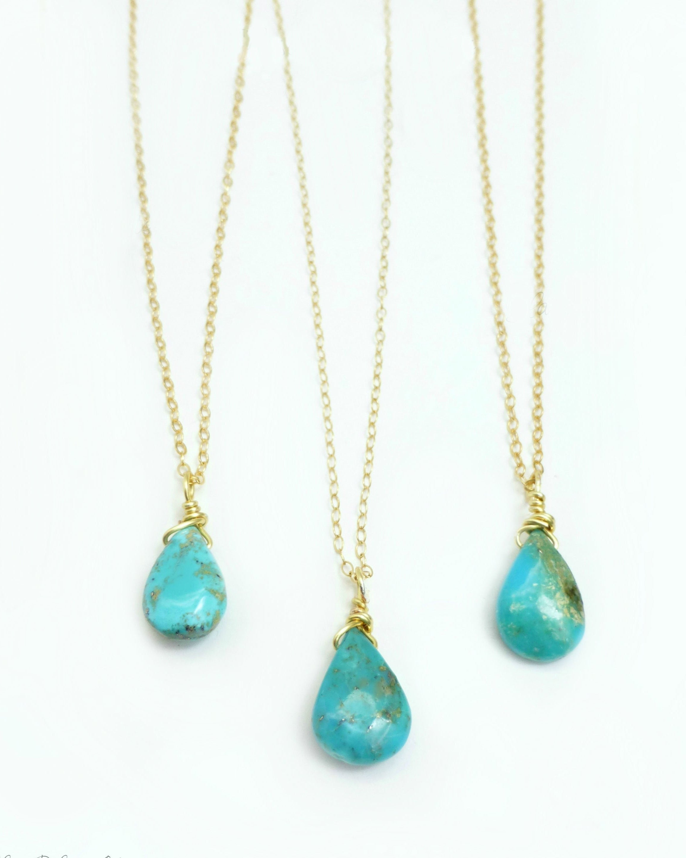 Genuine Sleeping Beauty Turquoise Teardrop Necklace