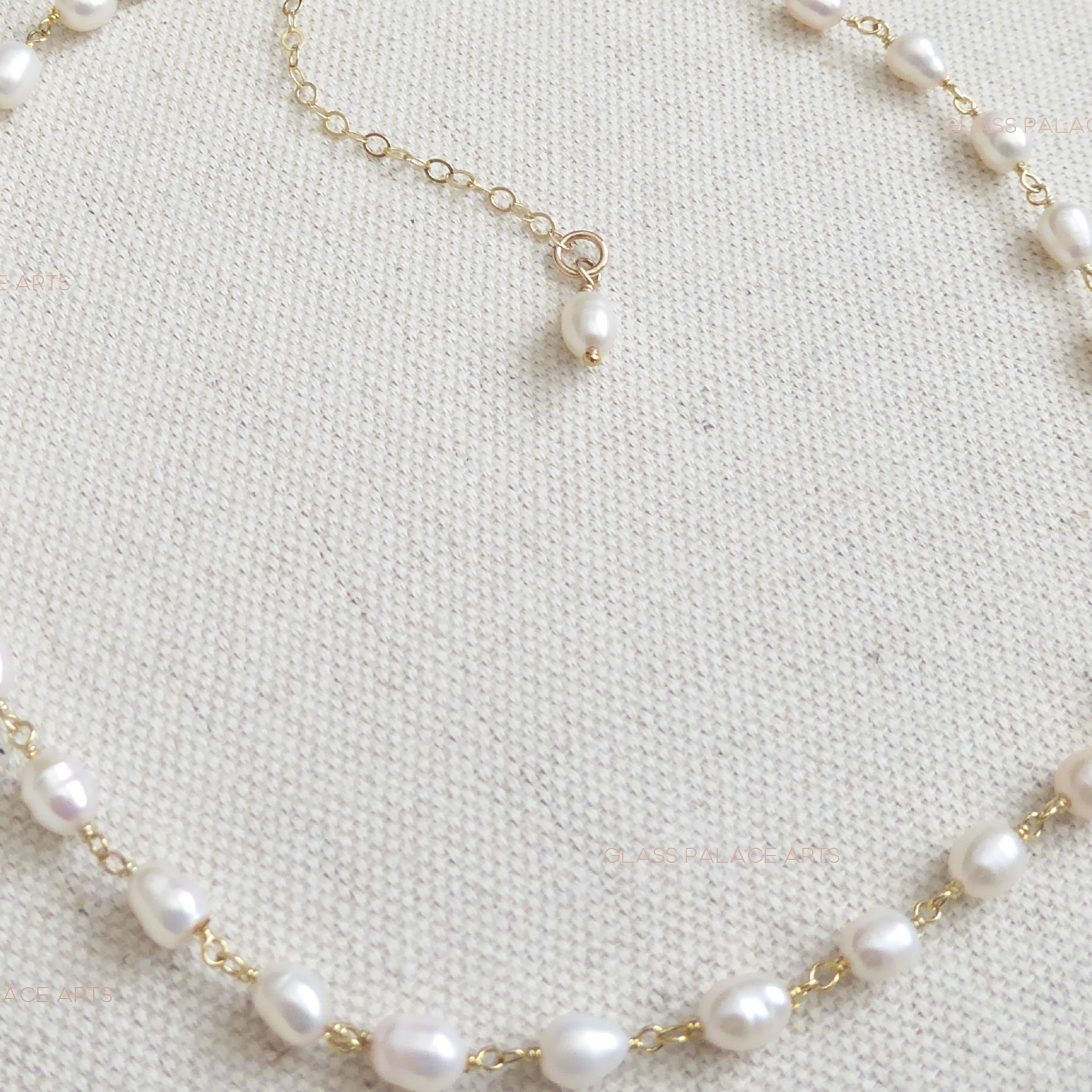 Dainty Freshwater Pearl Choker - Beaded 14k Gold Fill Chain Bridal Necklace