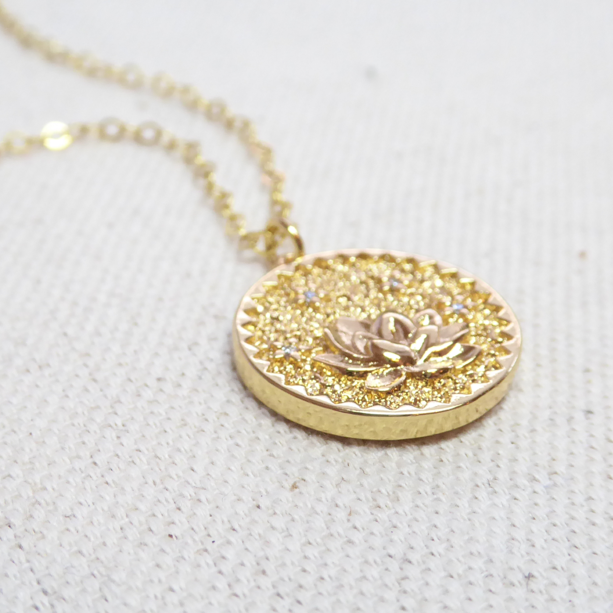 Gold Flower Medallion Necklace – Layering Necklace With Dainty Floral Pendant