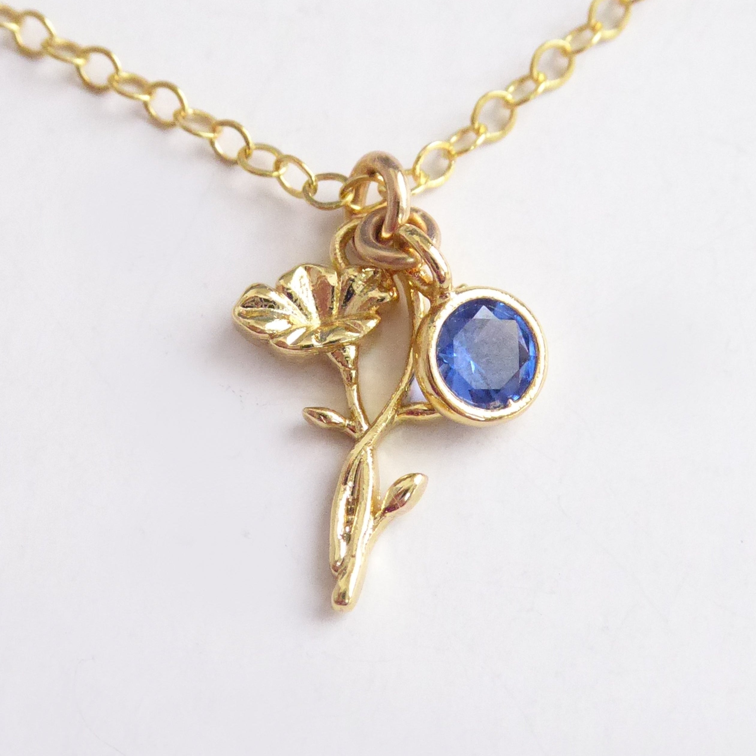 Birthstone Flower Necklace: Customized Gold Fill Birth Flower Bouquet Jewelry