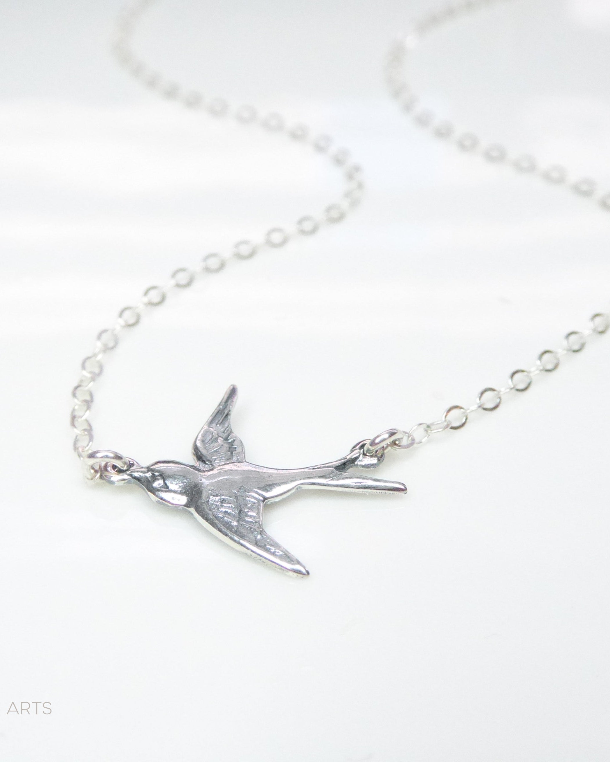 Sterling Silver Small Bird Flying Dove Necklace