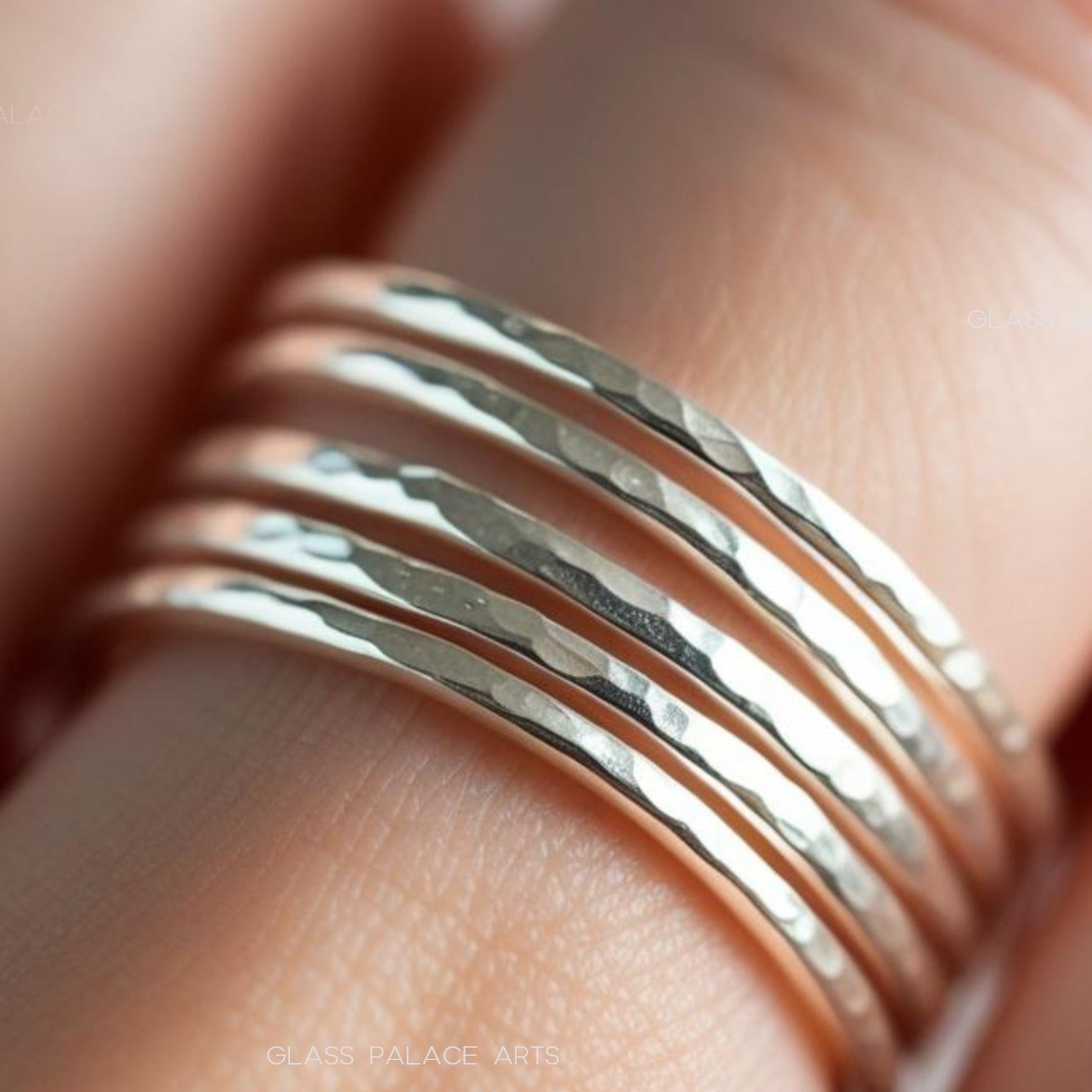 sterling silver hammered stacking rings 1mm thin bands