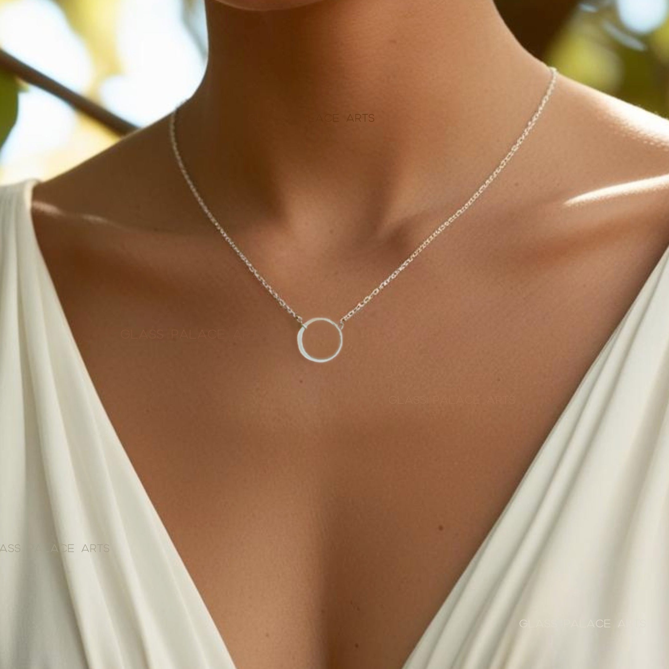 Minimalist Circle Necklace With Small Eternity Pendant - Sterling Silver, Gold, Rose Gold