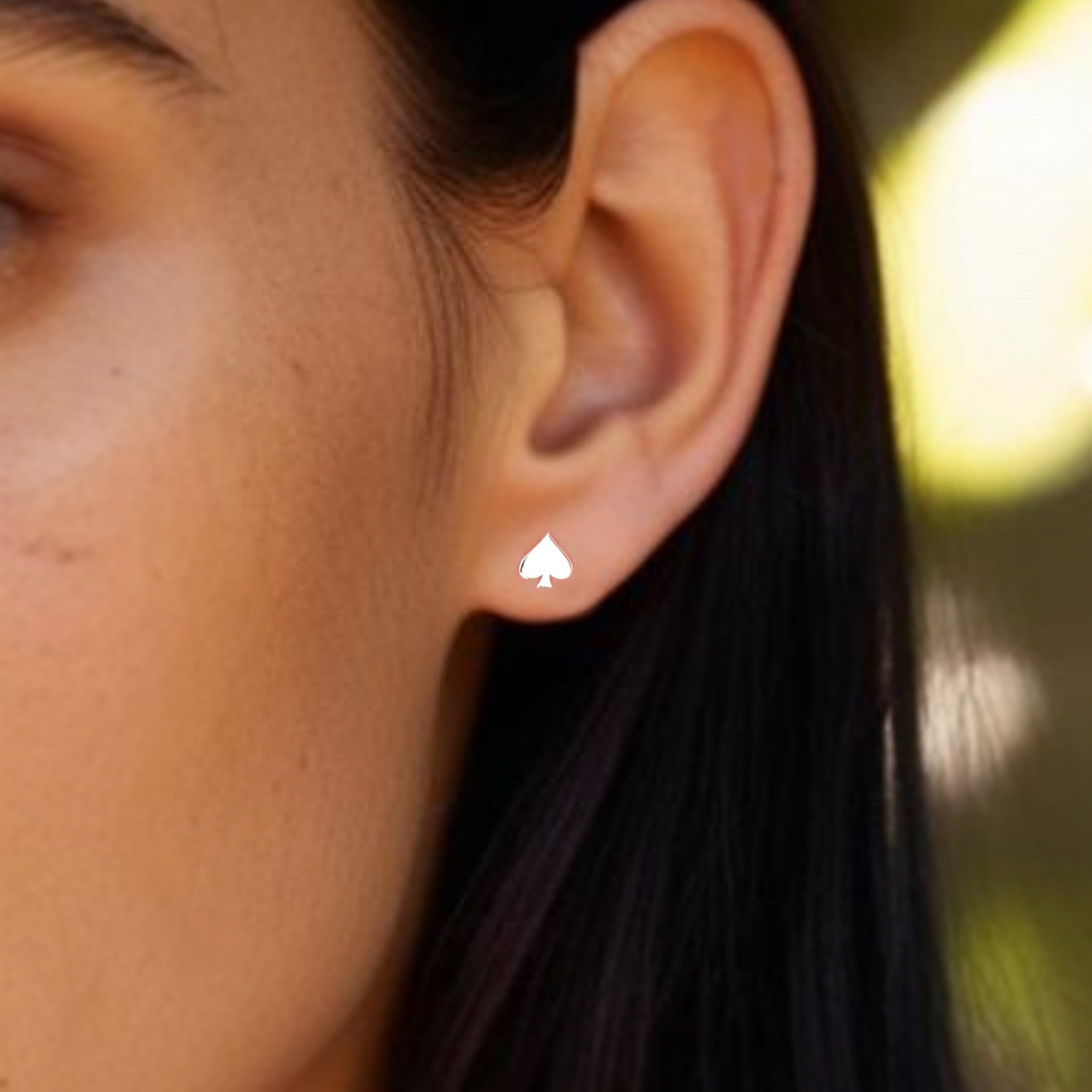 Sterling Silver Spade Earrings - Tiny Stud Post Earrings