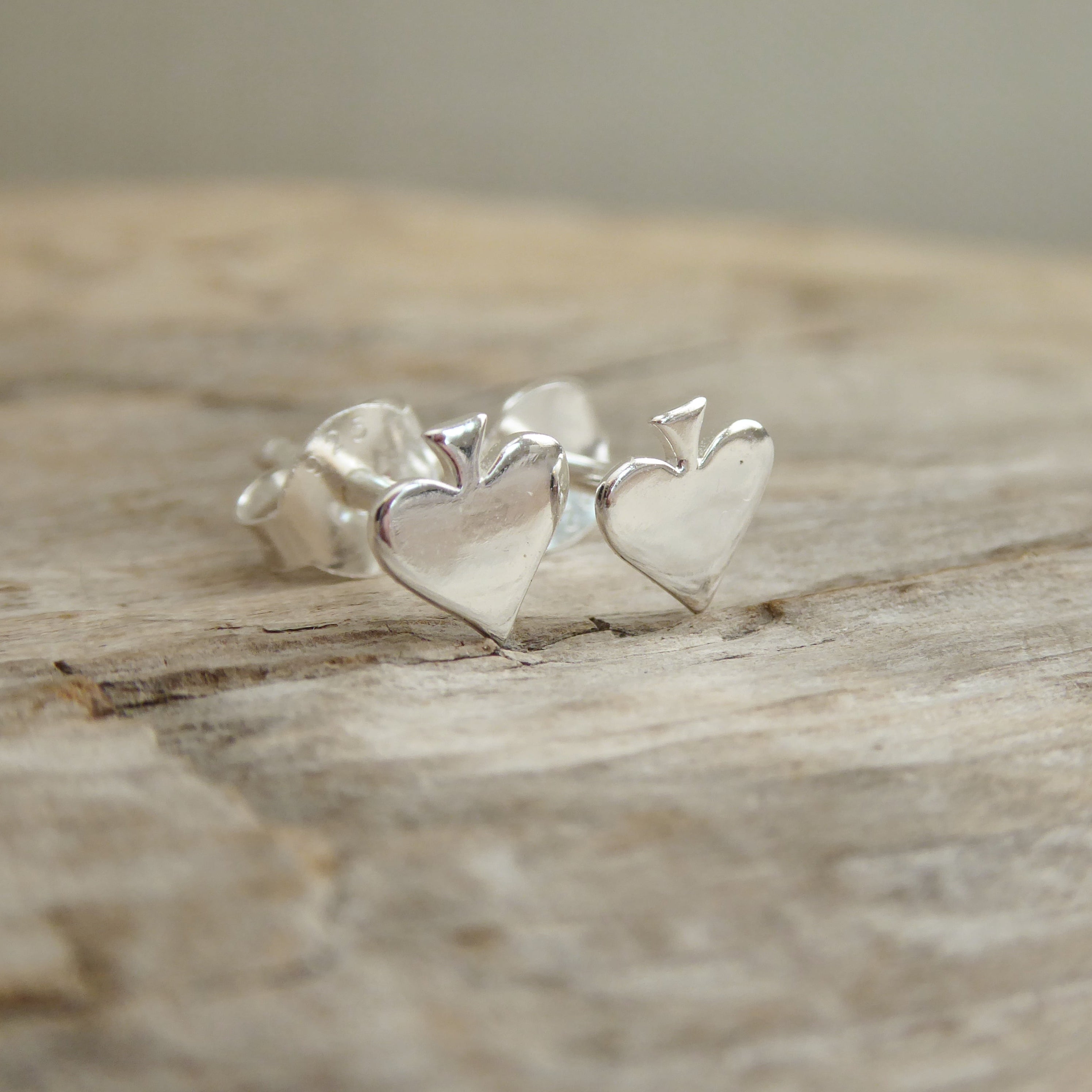 Sterling Silver Spade Earrings - Tiny Stud Post Earrings