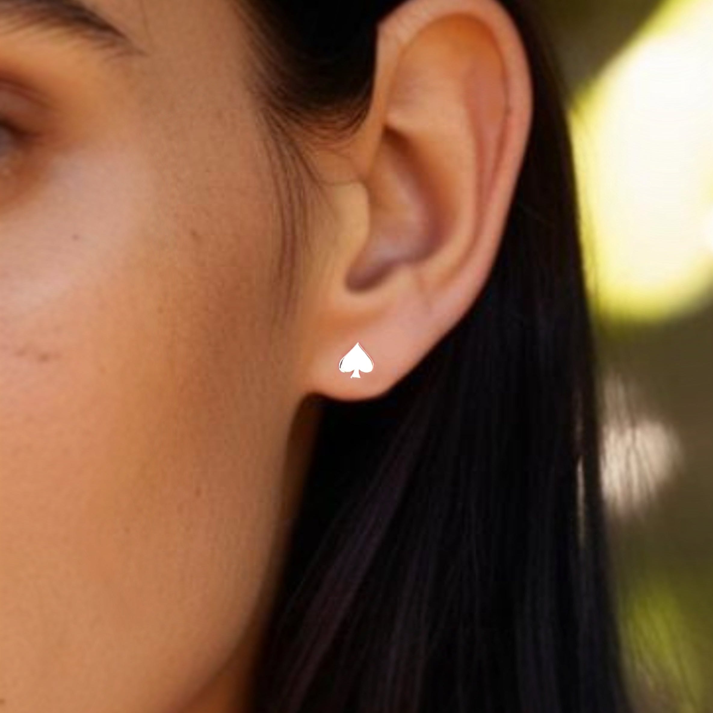 Sterling Silver Spade Earrings - Tiny Stud Post Earrings