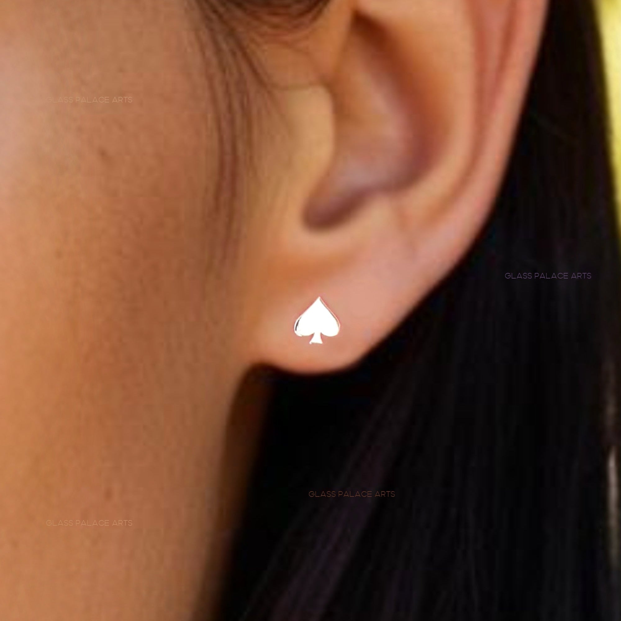 Sterling Silver Spade Earrings - Tiny Stud Post Earrings