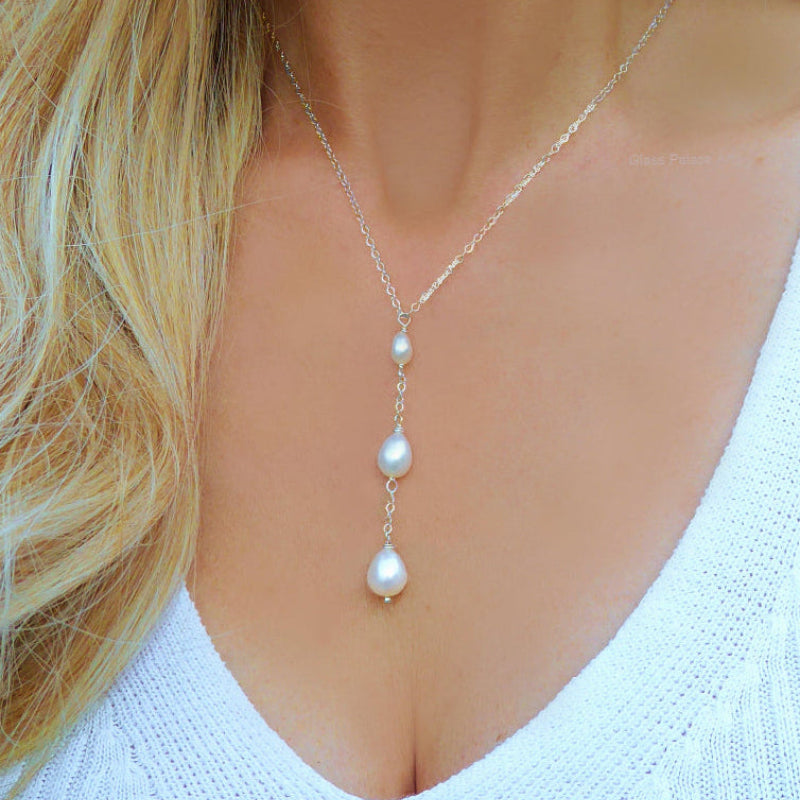 three pearl freshwater pearl necklace for women