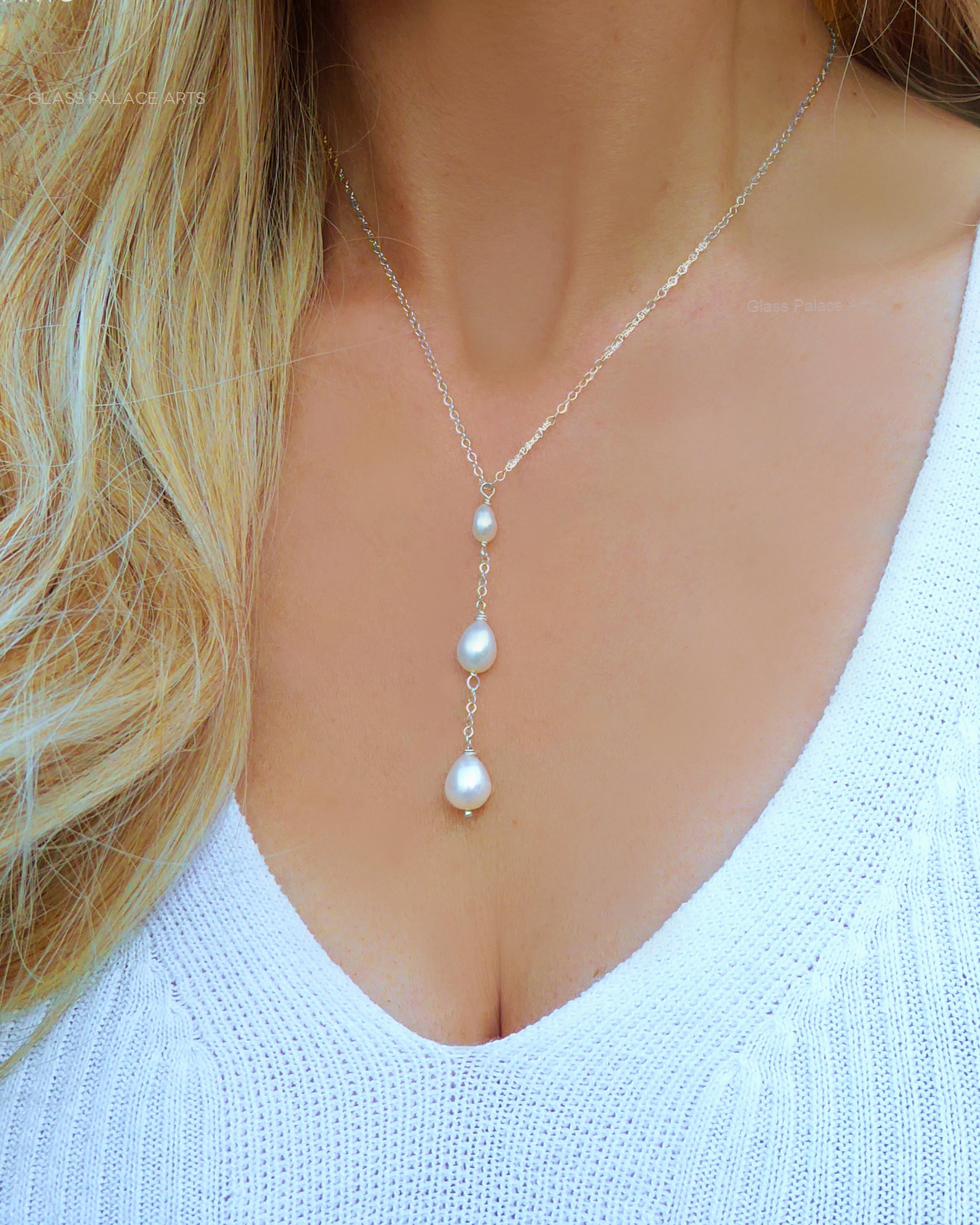 three pearl freshwater pearl necklace for women