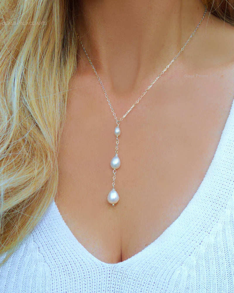 three pearl freshwater pearl necklace for women