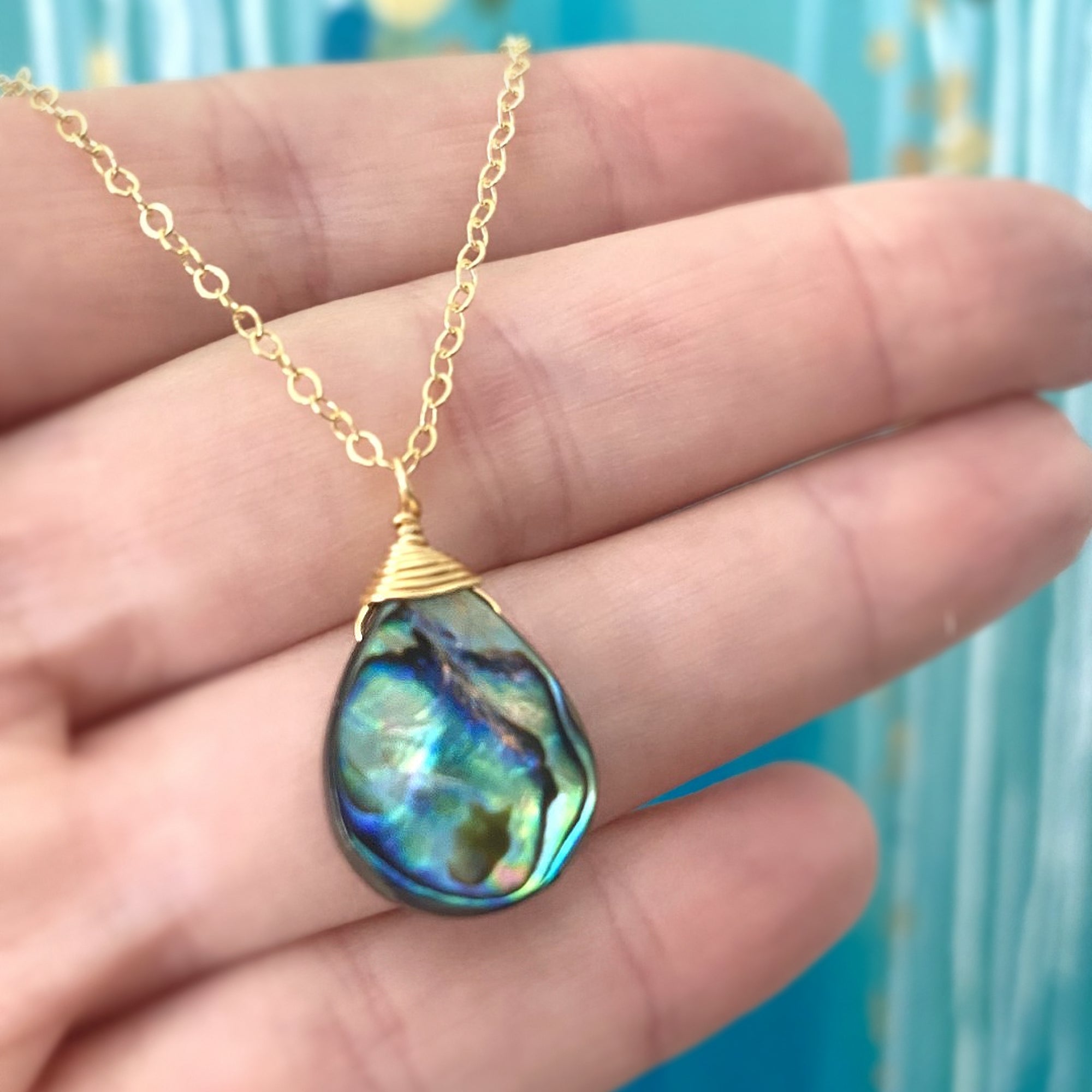 abalone layered multi strand pendant necklace