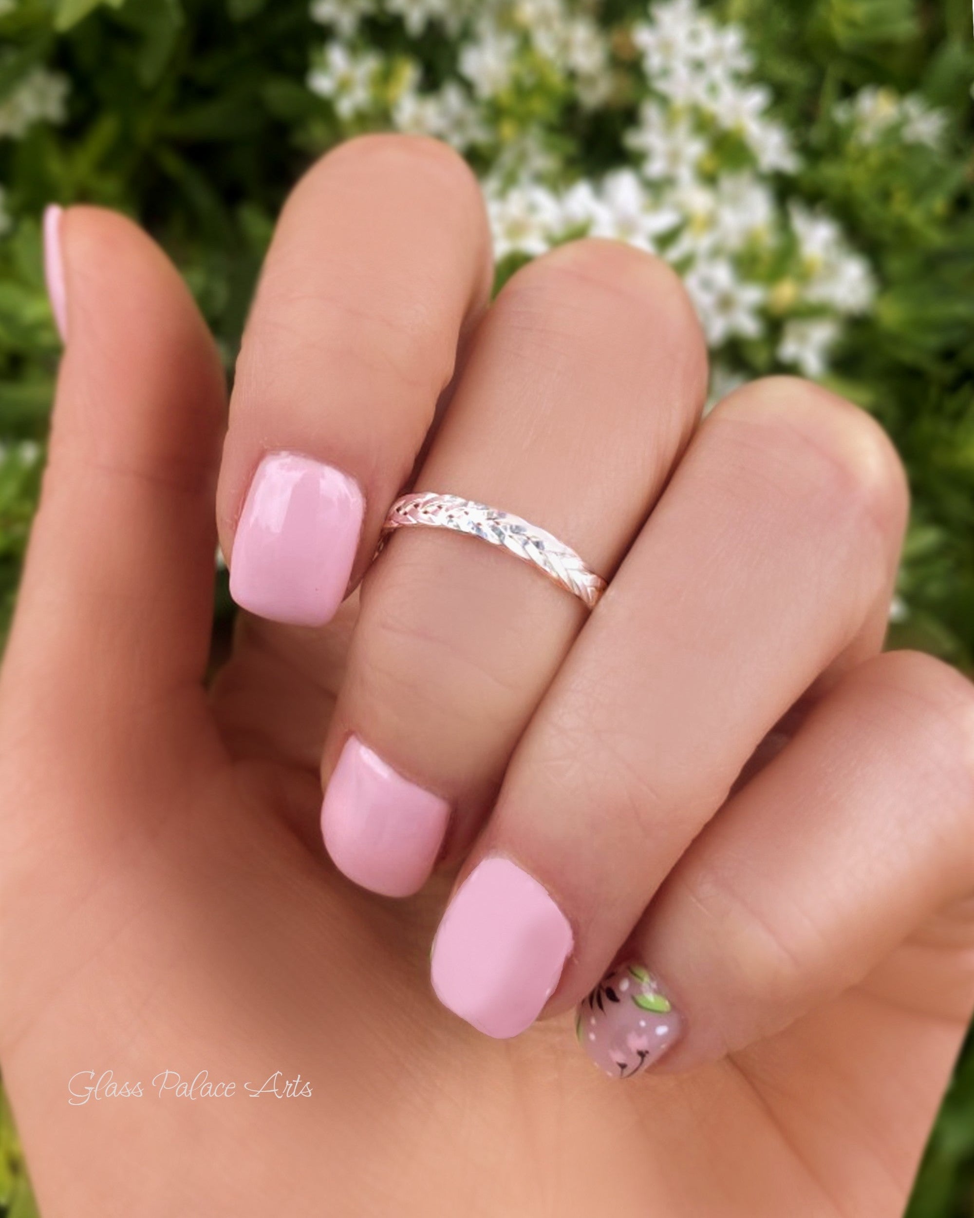 Braided Wedding Ring Set For Couples Sterling Silver, Weaved Wreath Matching His and Hers Bands 6mm & 2.5mm