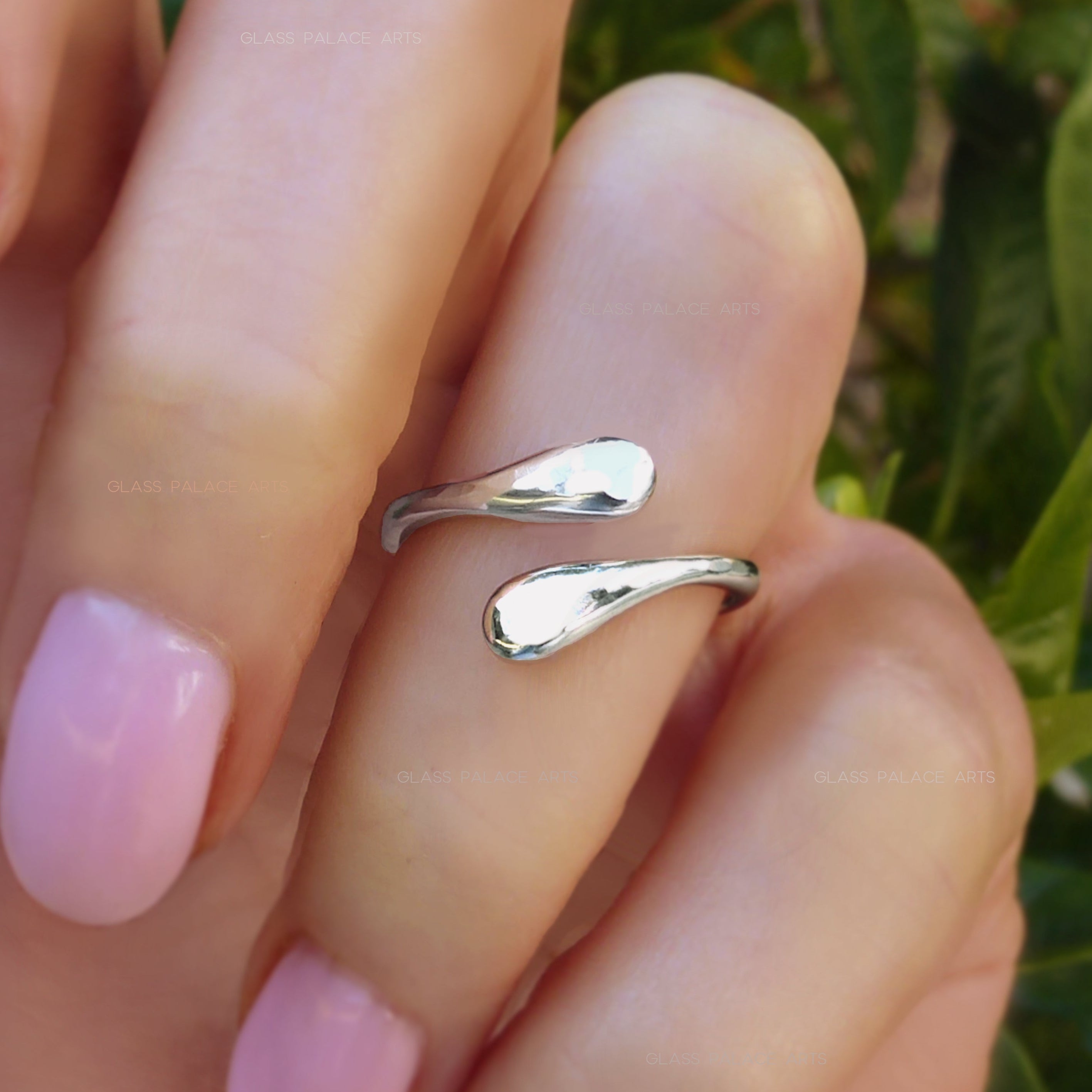 Adjustable Sterling Silver Bypass Ring - Modern Hammered Wrap Around Ring For Women