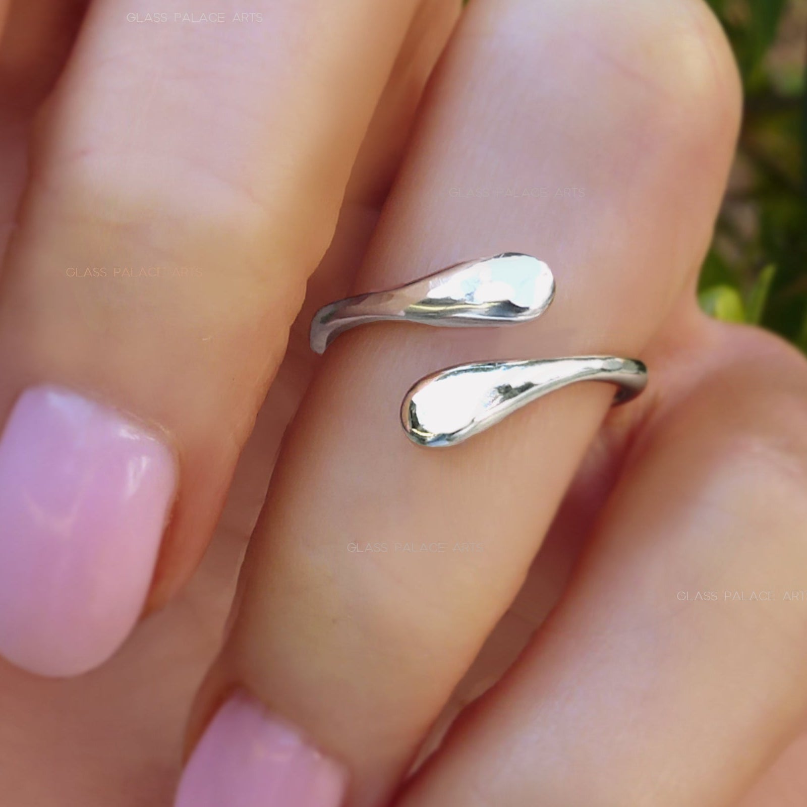 Adjustable Sterling Silver Bypass Ring - Modern Hammered Wrap Around Ring For Women