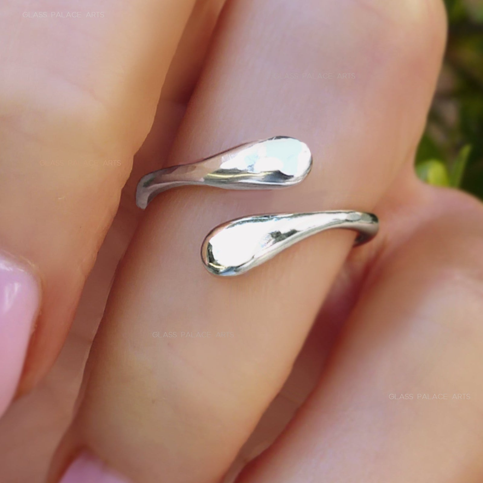 Adjustable Sterling Silver Bypass Ring - Modern Hammered Wrap Around Ring For Women