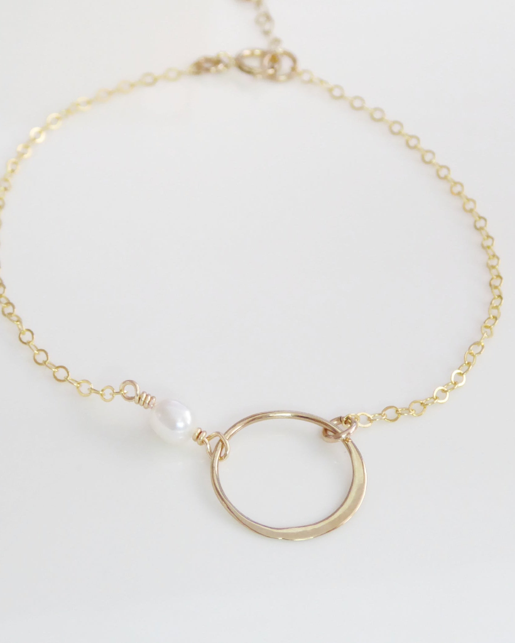 Infinity Circle Bracelet With Freshwater Pearl