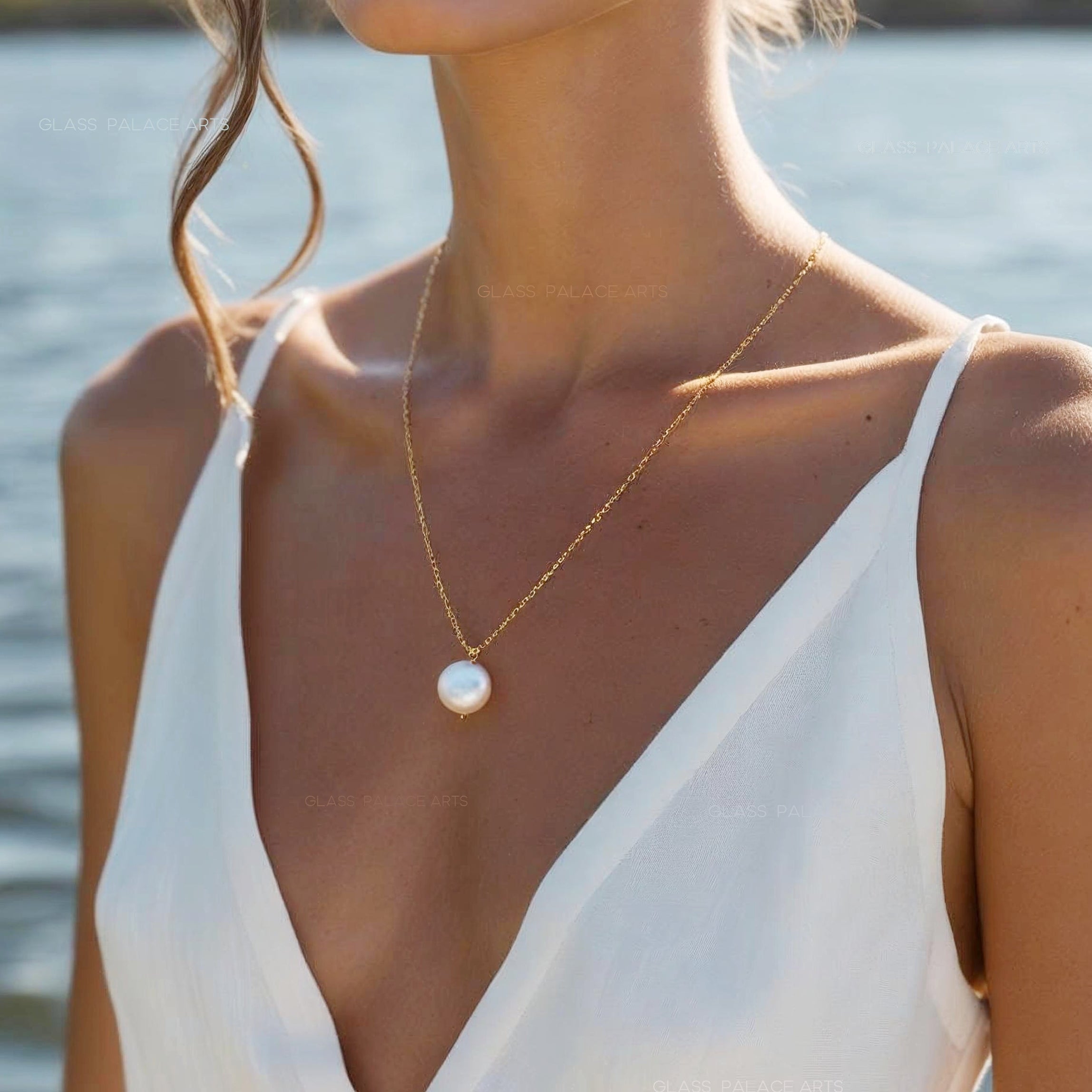 Freshwater Coin Pearl Necklace, 14k Gold Genuine Pearl Necklace For Women, Simple Minimalist Bridal