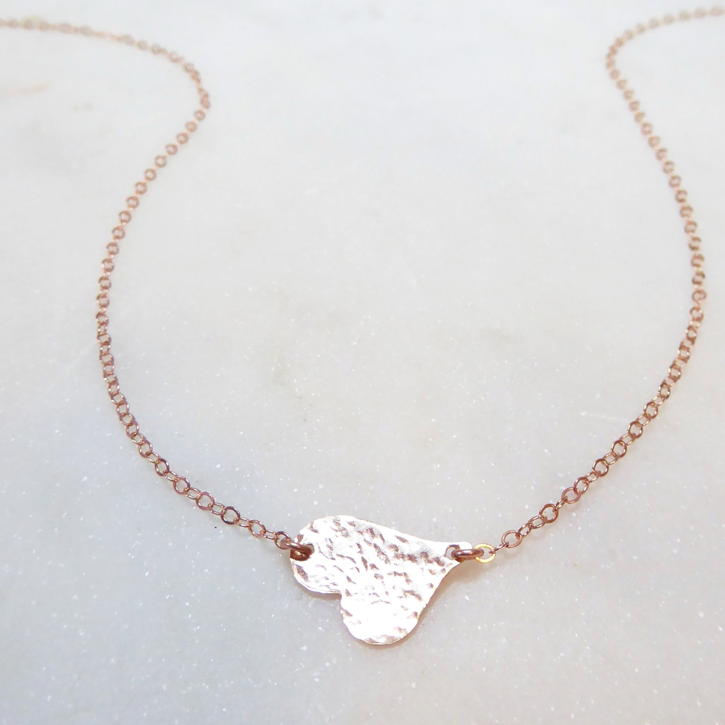 Sideways Hammered Heart Necklace For Women