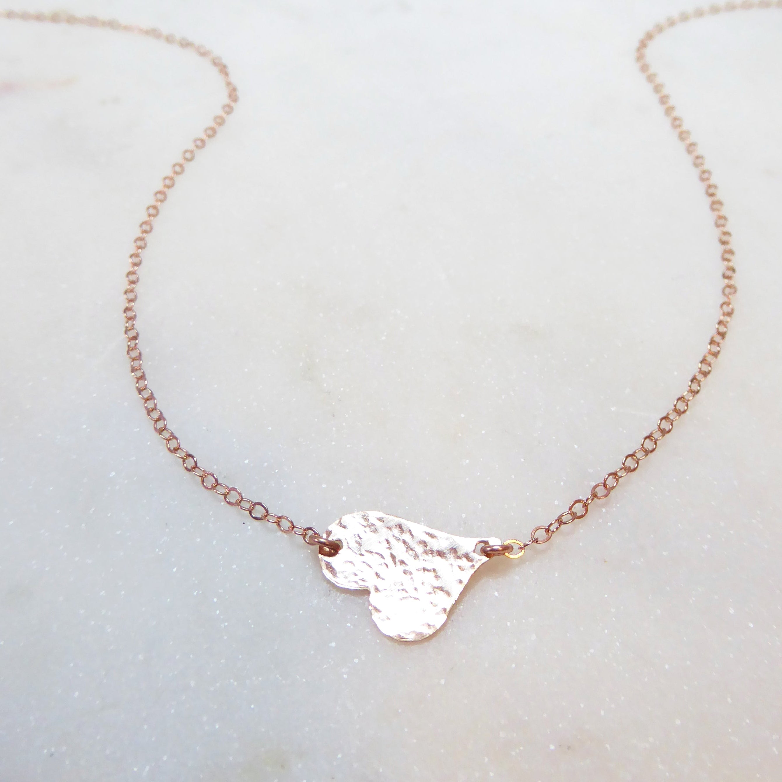 Sideways Hammered Heart Necklace For Women