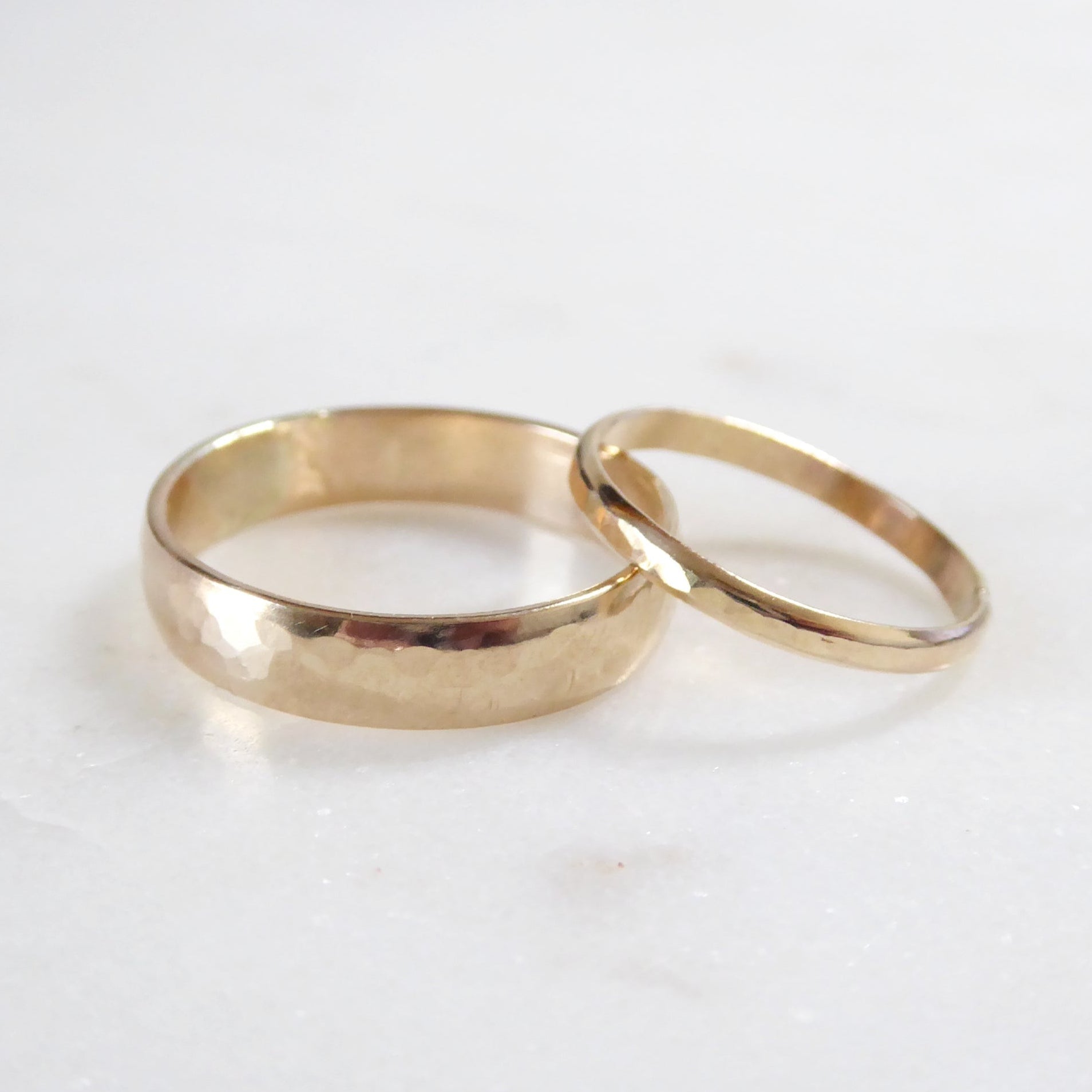His And Hers Couples Ring Set 14k Gold Fill, 4.5mm & 2.5mm Matching Wedding Bands