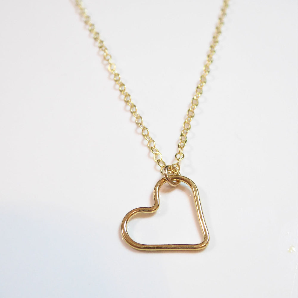 hammered sideways heart pendant necklace