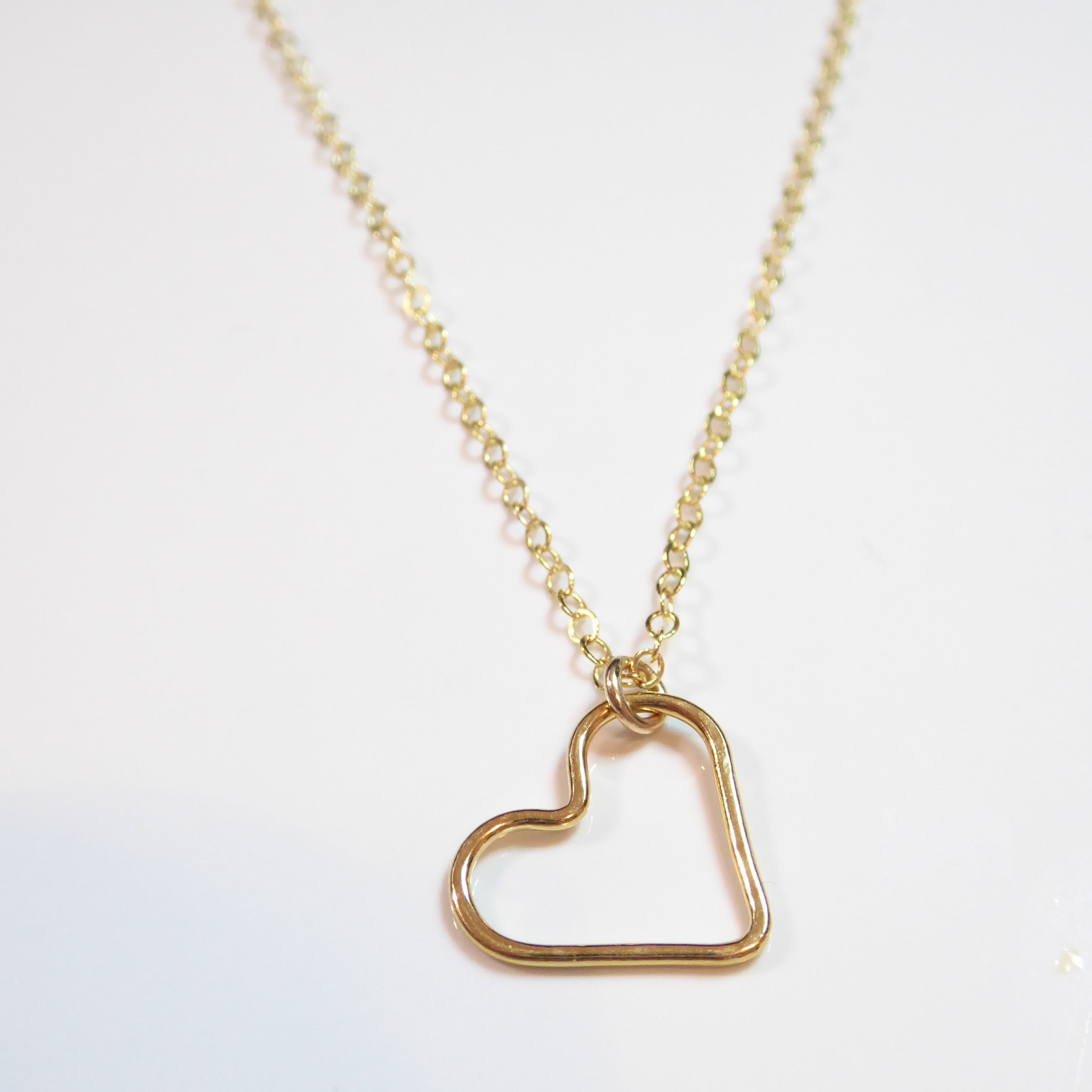 hammered sideways heart pendant necklace