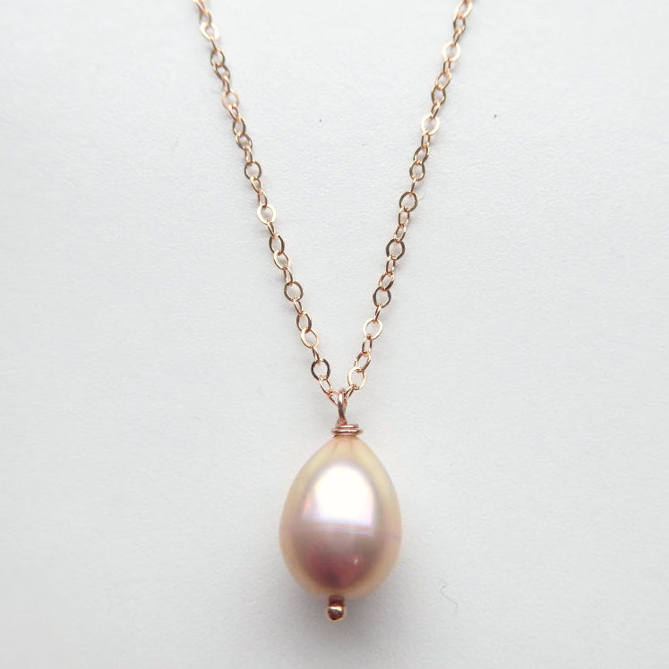 Champagne Pink Freshwater Pearl Necklace Rose Gold, Sterling Silver or Gold