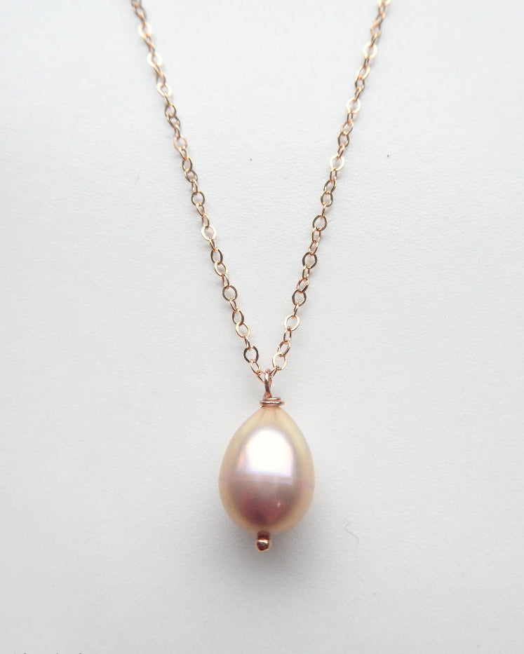 Champagne Pink Freshwater Pearl Necklace Rose Gold, Sterling Silver or Gold