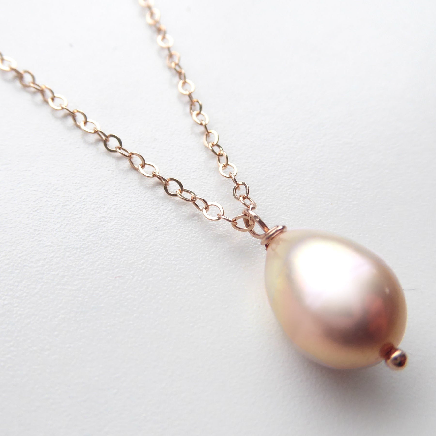 Champagne Pink Freshwater Pearl Necklace Rose Gold, Sterling Silver or Gold