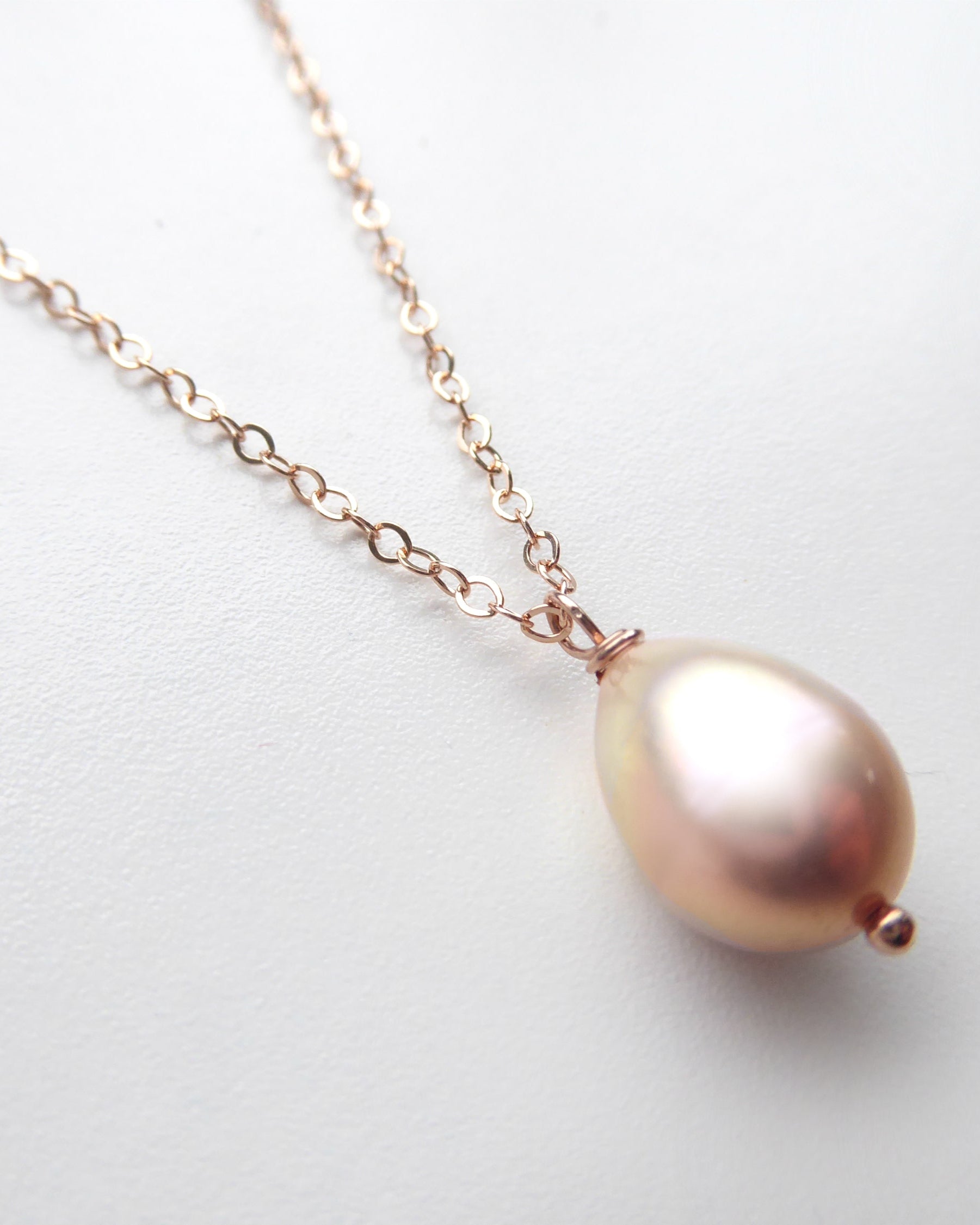 Champagne Pink Freshwater Pearl Necklace Rose Gold, Sterling Silver or Gold