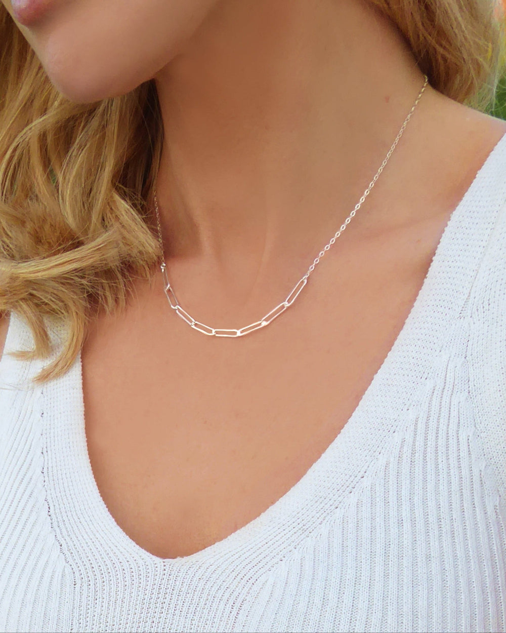 Sterling Silver Paperclip Chain Necklace