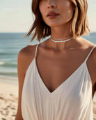 Silver Choker Chain Necklace Set