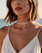 Silver Choker Chain Necklace Set