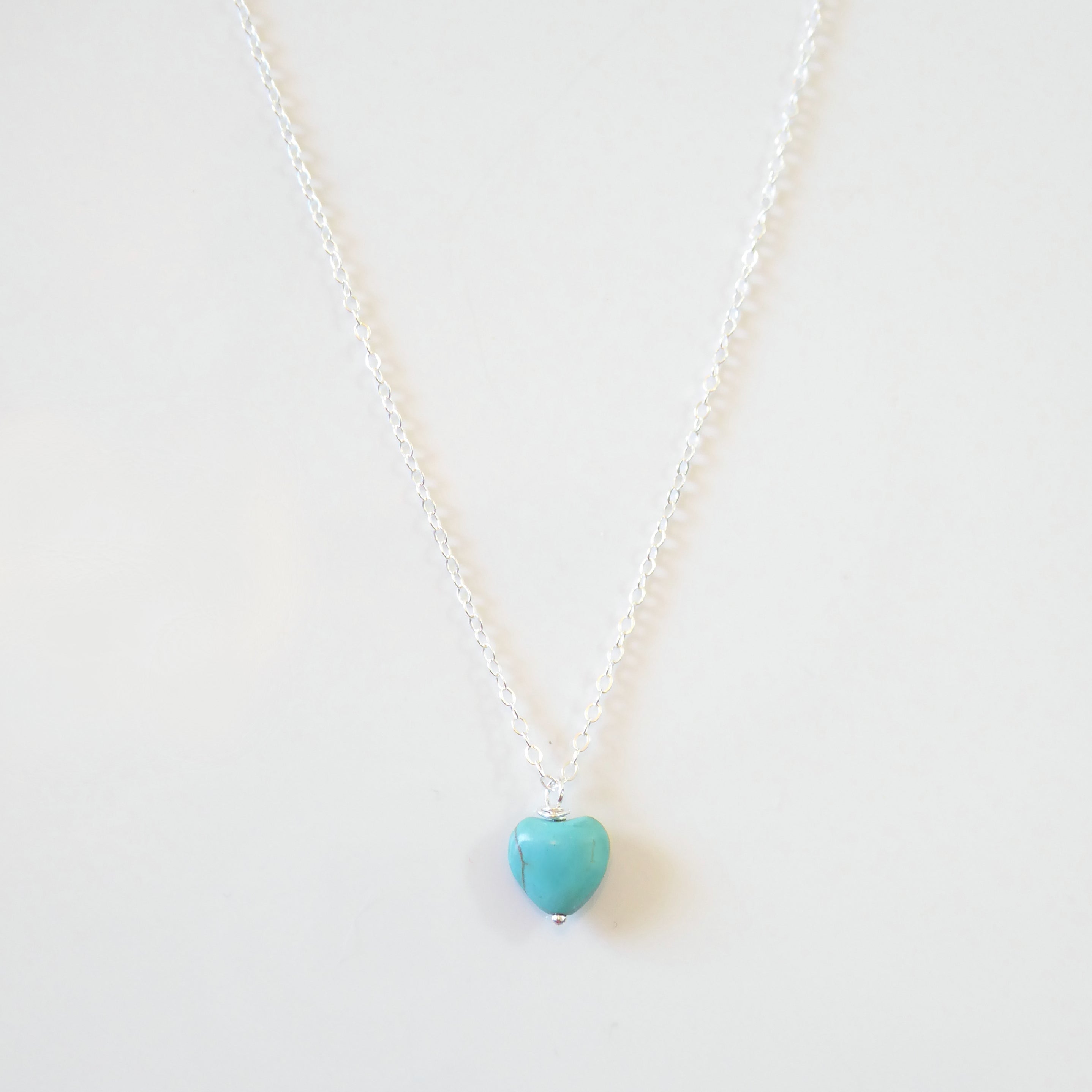 Tiny Turquoise Heart Necklace For Women - Sterling Silver, 14k Gold Fill