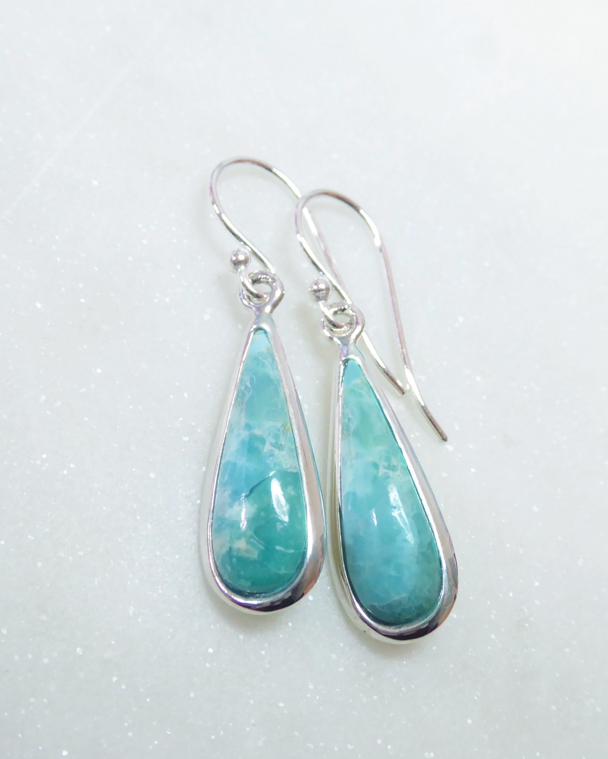 Turquoise Teardrop Pendant Earrings ~ 925 Sterling Silver