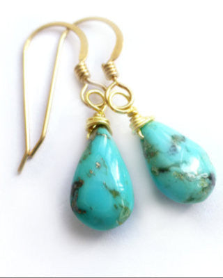Sleeping Beauty Turquoise Teardrop Earrings