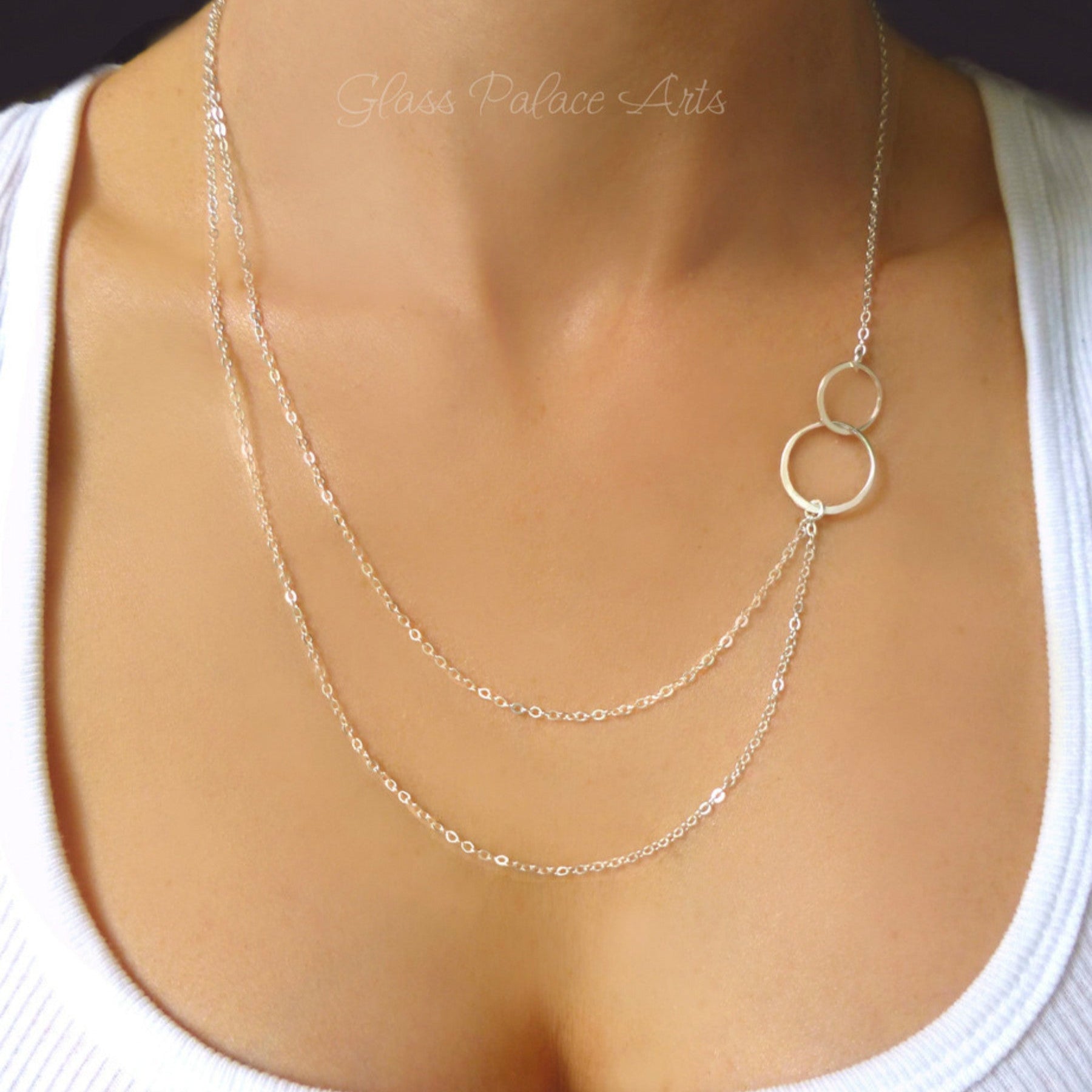 Layered and Long Asymmetrical Double Strand Infinity Necklace