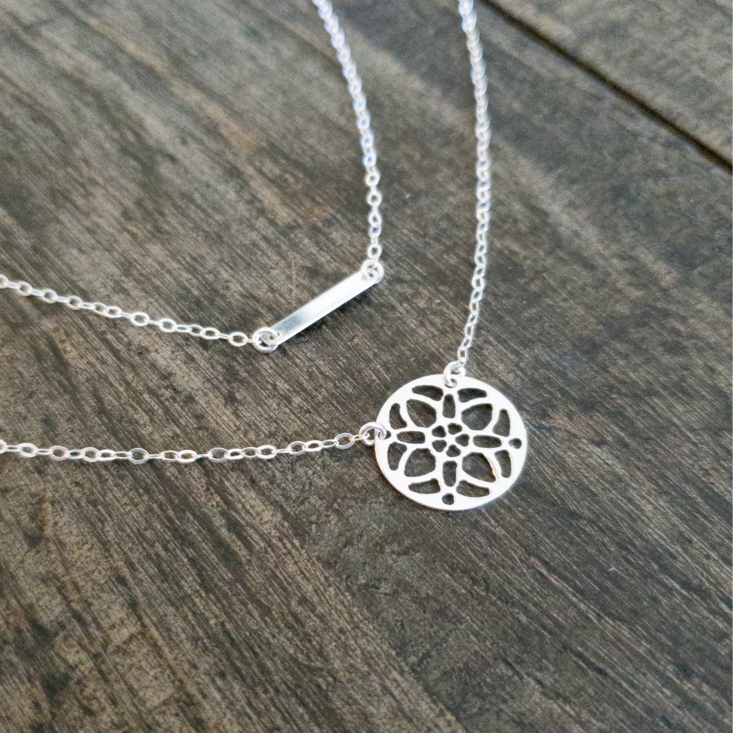 Sterling Silver Medallion Pendant Necklace For Women With Circle Filigree Pattern