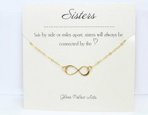 Infinity Sister Necklace On Sister Note Card