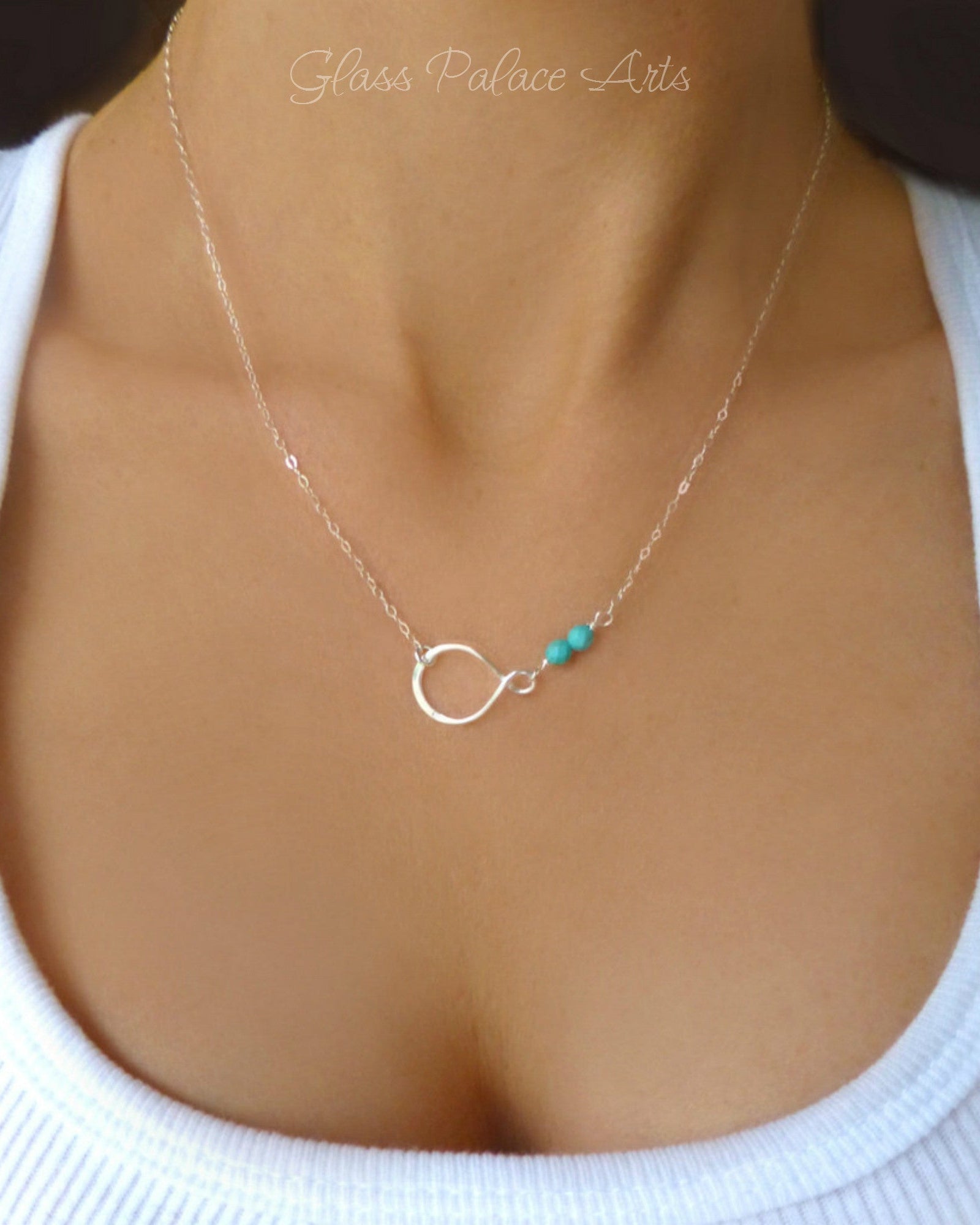 Beaded Turquoise Pendant Necklace For Women - Sterling Silver