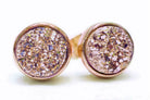Rose Gold Drusy Stud Earrings For Women 8mm