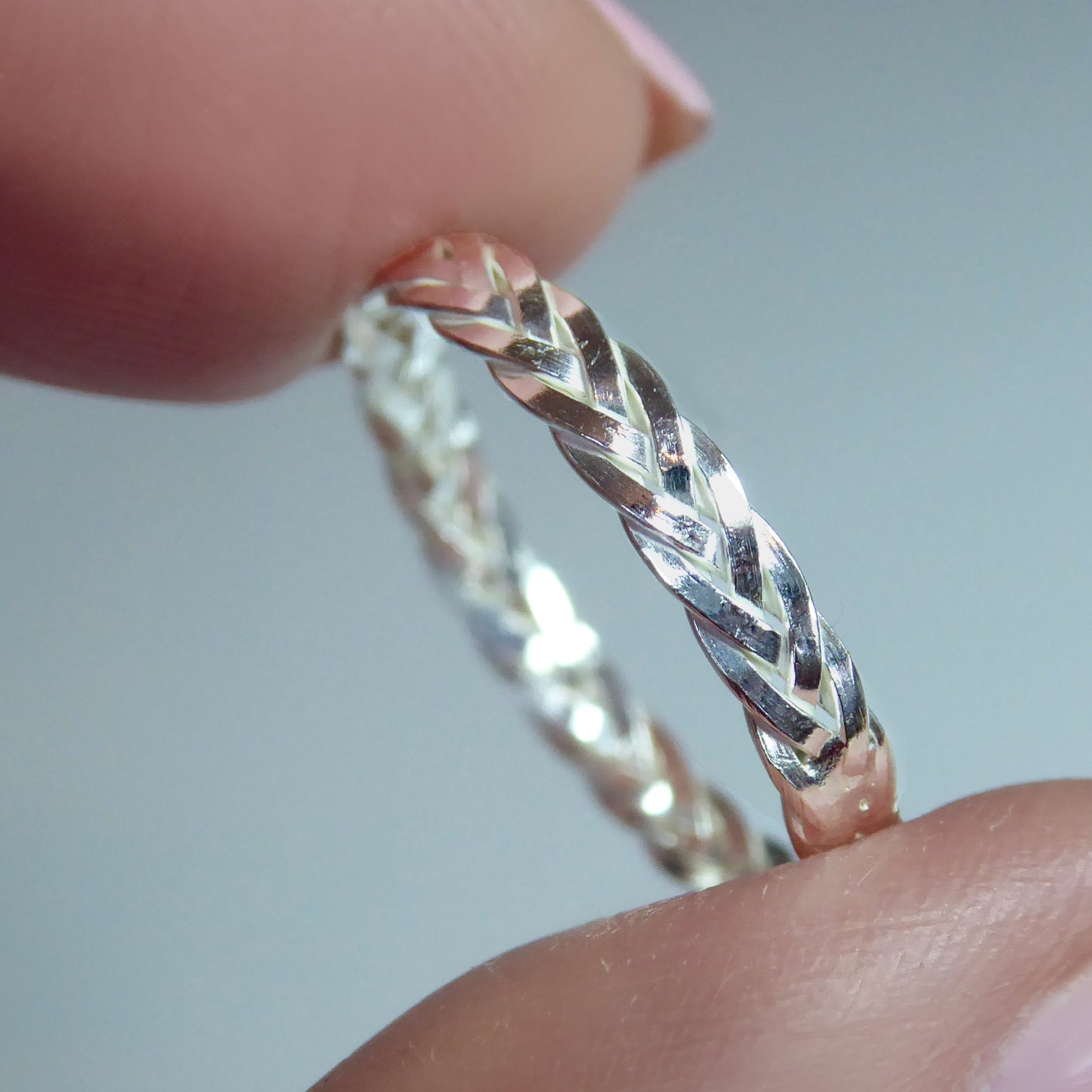Braided Sterling Silver Ring, Triple Weaved 2.5mm Ring