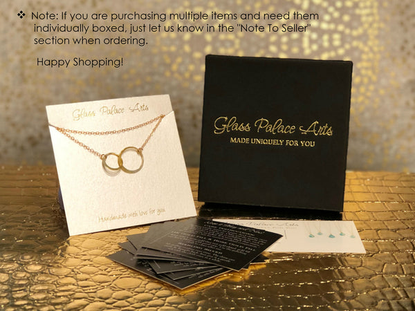 Gold Infinity Necklace For Sisters With Note Card - Gold, Sterling Silver, Rose Gold
