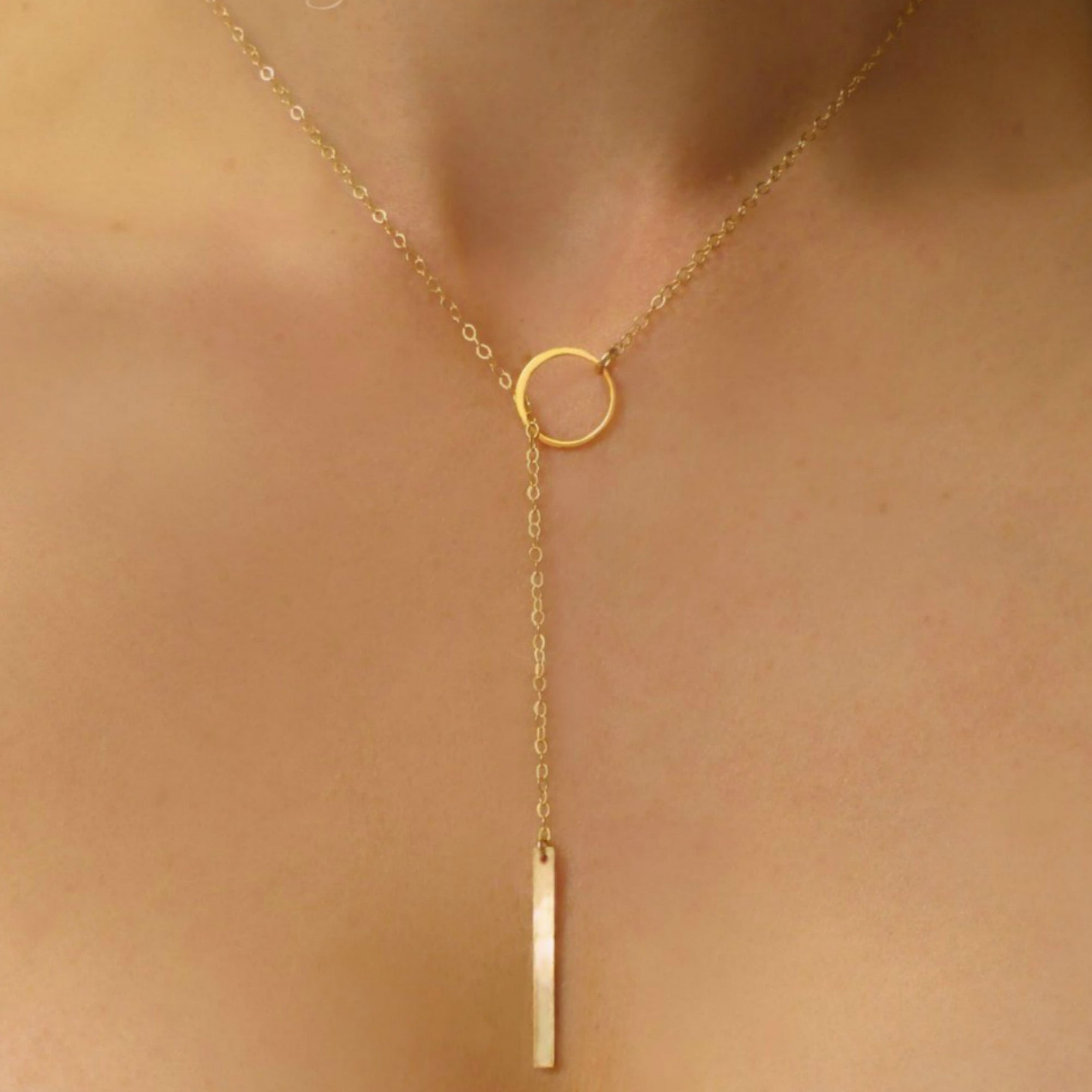 Lariat Necklace For Women With Vertical Bar Y Drop