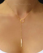 Lariat Necklace For Women With Vertical Bar Y Drop